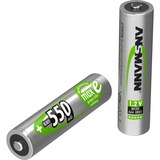Ansmann Blister 4 X Accu, AAA, 550 mAh AAA / HR03 Níquel-metal hidruro (NiMH), Batería verde, AAA, 550 mAh, AAA / HR03, Níquel-metal hidruro (NiMH), 1,2 V, 550 mAh, Plata