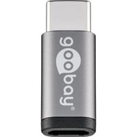 goobay 56635 cambiador de género para cable USB-C USB 2.0 Micro-Buchse (Typ B) Negro, Adaptador gris, USB-C, USB 2.0 Micro-Buchse (Typ B), Negro