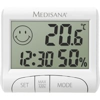 Medisana HG 100 Interior Higrómetro electrónico Blanco, Reloj de mesa blanco, Digital, Rectangular, AAA, 1,5 V, 82 mm, 70 mm