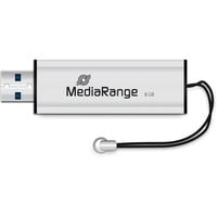 MediaRange MR914 unidad flash USB 8 GB USB tipo A 3.2 Gen 1 (3.1 Gen 1) Negro, Plata, Lápiz USB plateado/Negro, 8 GB, USB tipo A, 3.2 Gen 1 (3.1 Gen 1), 175 MB/s, Deslizar, Negro, Plata