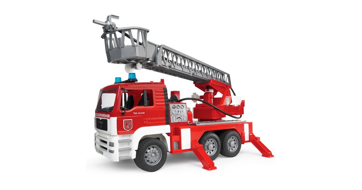 bruder MAN Fire engine with selwing ladder vehiculo de juguete Automovil de construccion rojo blanco 4 ano s ABS sinteticos Multicolor