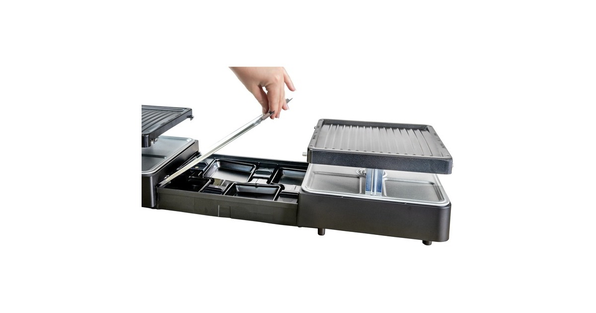 RG 2371 SEVERIN Grill Raclette Con Pietra Naturale Da 1,300 W, Piastra Antiaderente, Per 8 Persone Piastra Combinata Controllo Della Temperatura