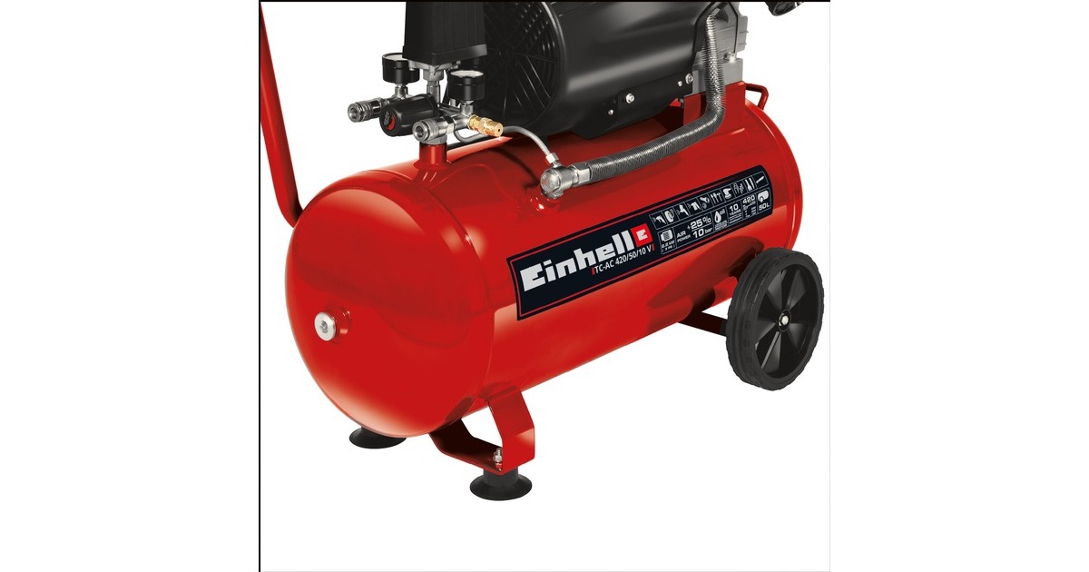 Einhell TC-AC 420/50/10 V compresor de aire 2200 W 420 l/min Corriente  alterna rojo/Negro, 420 l/min, 10 bar, 2200 W, 41,8 kg