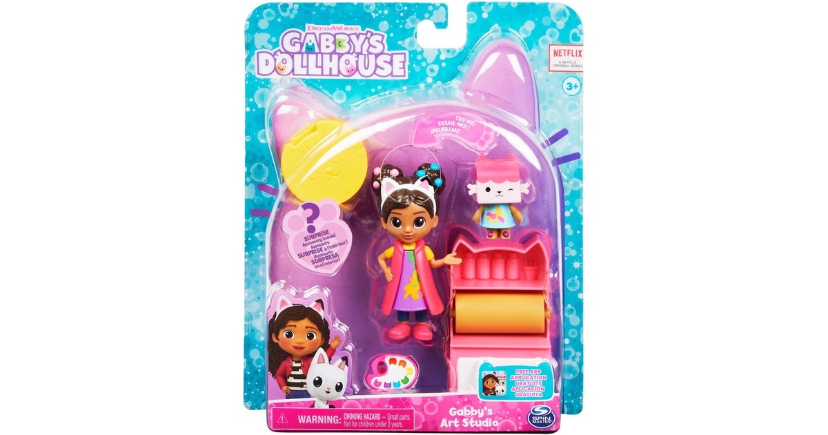 La Casa De Muñecas De Gabby – Estudio De Arte Con Figura Gabby, Bebé Box, Mueble Con Rollo De Papel Y Caja Sorpresa, Para Niños De 3 Años