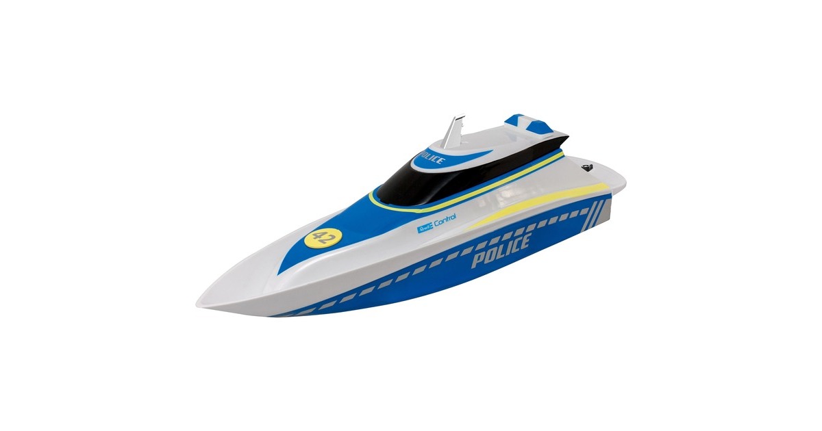Barco Patrulla RC Revell Control 24138: Lancha Rápida Con Dos Motores Eléctricos Y Batería Li-Ion De 1200 MAh, Control 2.4 GHz Y Electrónica Sumergible, Ideal Para Niños Y Adultos