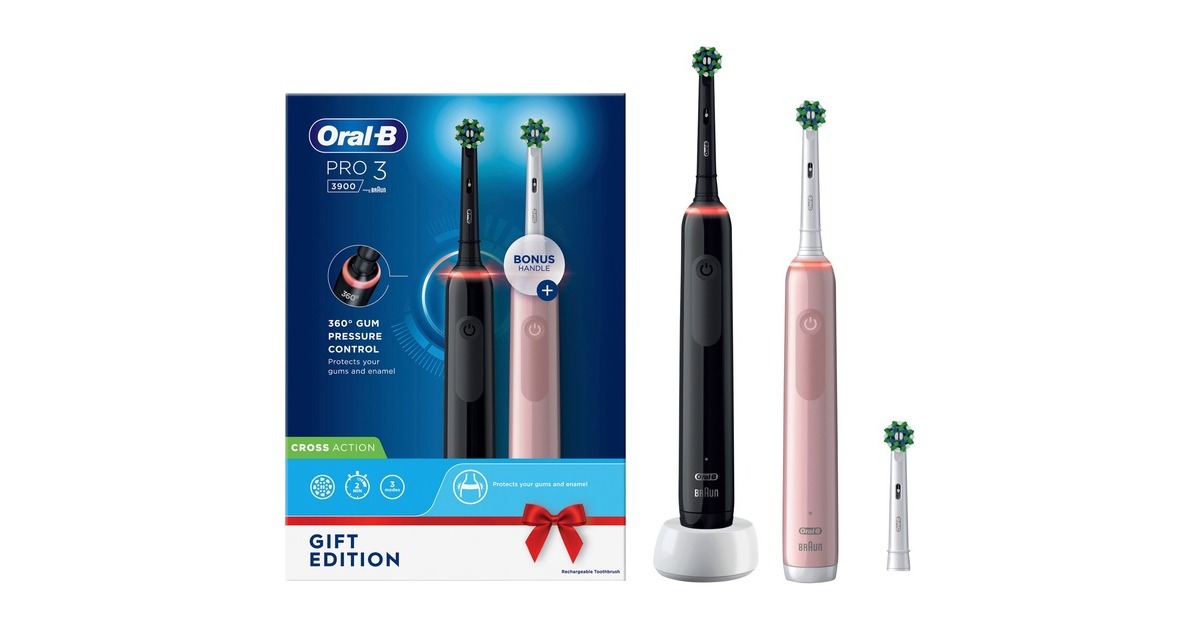 Oral-B Oral-B Pro 3 3900N Gift Edition, Cepillo de dientes eléctrico  negro/Rosa neón