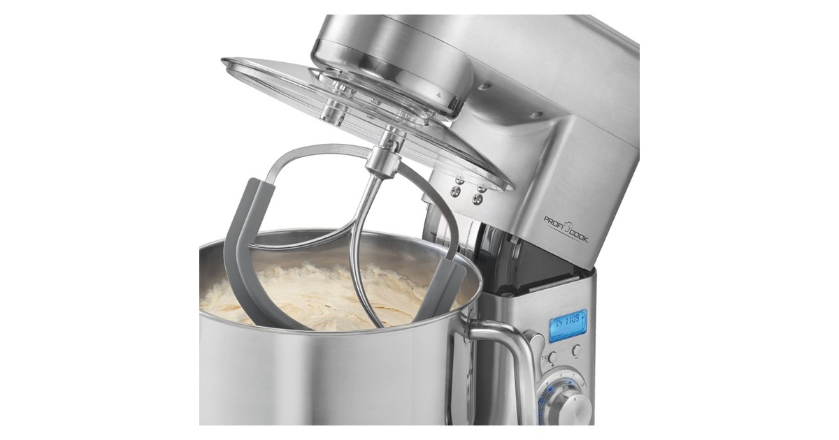 Amasadora ProfiCook 5L - Robot De Cocina 1200W, 8 Velocidades, Cuenco Acero Inoxidable, Incluye Gancho Y Batidor, Estilo Vintage