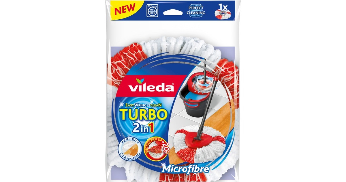 Vileda Turbo 2in1 Cabezal de fregona Rojo, Blanco, Limpiador de suelo  blanco/Rojo, Cabezal de fregona, Rojo, Blanco, Microfibra, Poliamida, 1  pieza(s), 160 g, 300 mm