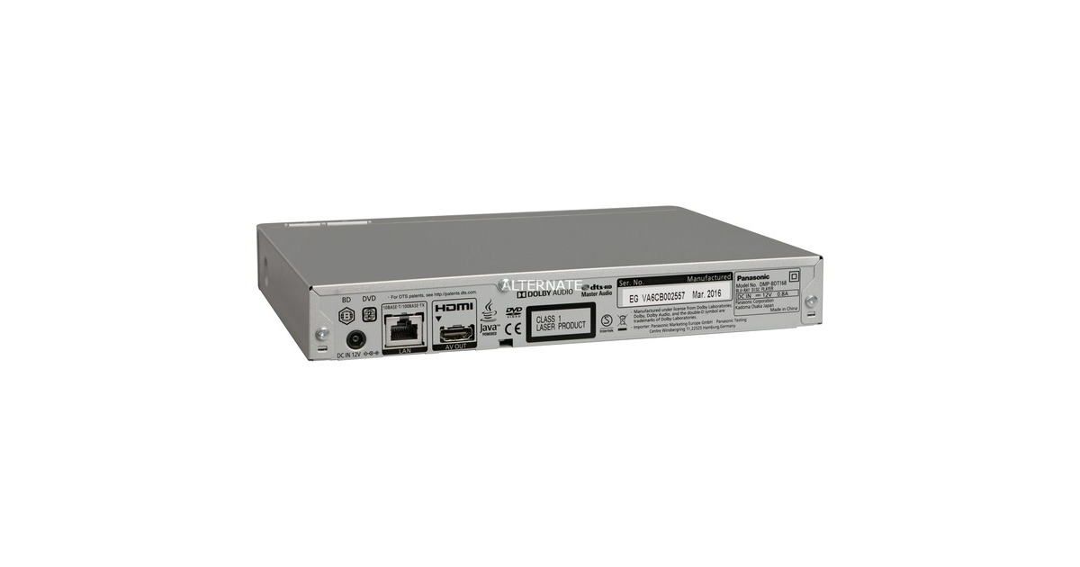 Panasonic DMP-BDT168EG reproductor de CD/Blu-Ray Reproductor de