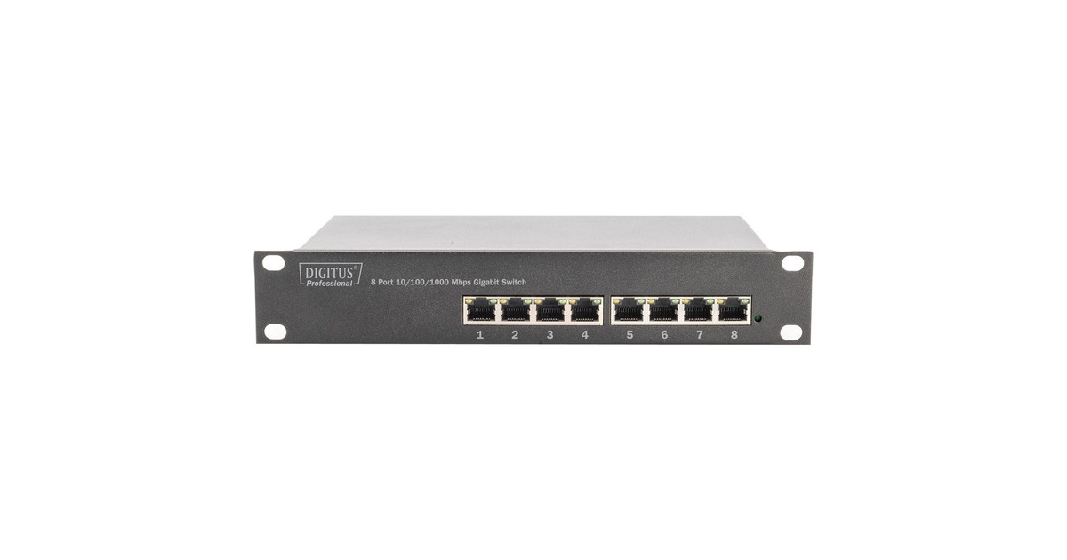 10//100//1000 , Montaje en Rack 10//100//1000 Digitus DN-80114 Switch No administrado Gigabit Ethernet No administrado, Gigabit Ethernet Switch de Red Bidireccional Completo Full Duplex Gris