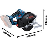 Bosch GKM 18V-50 Professional, Sierra circular azul/Negro, 18 V, 263 mm, 358 mm, 221 mm