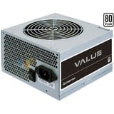 Chieftec APB-500B8 unidad de fuente de alimentación 500 W 20+4 pin ATX ATX Plata, Fuente de alimentación de PC gris, 500 W, 230 V, 50 Hz, 4 A, Activo, 130 W, A granel