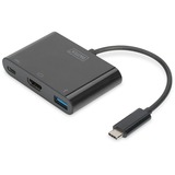 Digitus Adaptador multipuerto USB Type-C™ HDMI, 3 puertos, Hub USB negro, 3 puertos, USB 3.2 Gen 1 (3.1 Gen 1) Type-C, HDMI, USB 3.2 Gen 1 (3.1 Gen 1) Type-A, USB 3.2 Gen 1 (3.1 Gen 1) Type-C, 5000 Mbit/s, Negro, 0,15 m, China