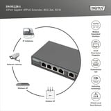Digitus Extensor Gigabit 4 puertos 4PPoE, Repetidor PoE 