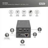Digitus Set extensor HDMI 4K HDBaseT, Alargador de HDMI negro