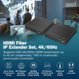 Digitus Set extensor HDMI por fibra IP, Alargador de HDMI negro