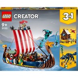 LEGO Creator 31132 Barco Vikingo y Serpiente Midgard, Juguete 3en1, Juegos de construcción Juguete 3en1, Juego de construcción, 9 año(s), Plástico, 1192 pieza(s), 1,84 kg