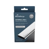 MediaRange MR1100 unidad externa de estado sólido 120 GB Plata, Unidad de estado sólido plateado, 120 GB, M.2, USB Tipo C, 3.2 Gen 2 (3.1 Gen 2), 450 MB/s, Plata