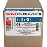 fischer Tornillo para aglomerado ClassicFast II 5,0x30 cabeza avellanada TX 