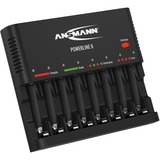 Ansmann Powerline 8, Cargador negro, Níquel-cadmio (NiCd), Níquel-metal hidruro (NiMH), Sobrecarga, AA, AAA