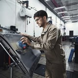 Bosch Lijadora excéntrica inalámbrica GEX 185-LI Professional, 18 Voltios, Lijadora orbital azul/Negro
