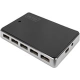 Digitus Concentrador USB 2.0, 10 puertos, Hub USB negro/Plateado, 10 puertos, USB 2.0, 480 Mbit/s, Negro, Plata, China, 5 V, 4 A