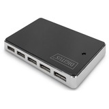 Digitus Concentrador USB 2.0, 10 puertos, Hub USB negro/Plateado, 10 puertos, USB 2.0, 480 Mbit/s, Negro, Plata, China, 5 V, 4 A