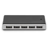 Digitus Concentrador USB 2.0, 10 puertos, Hub USB negro/Plateado, 10 puertos, USB 2.0, 480 Mbit/s, Negro, Plata, China, 5 V, 4 A