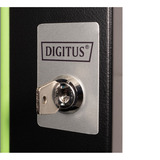 Digitus Puerta frontal de vidrio para carcasa de pared de 19" 12U serie Unique, Panel frontal negro