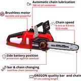 EINHELL FORTEXXA 18/30 4500 RPM Negro, Rojo, Motosierra rojo/Negro, 4500 RPM, 30 cm, 27 cm, 8,9 m/s, Negro, Rojo, 0,16 L
