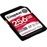Kingston Canvas React Plus 256 GB SD UHS-II Clase 10, Tarjeta de memoria negro, 256 GB, SD, Clase 10, UHS-II, 300 MB/s, 260 MB/s