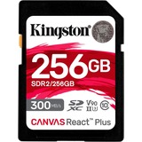 Kingston Canvas React Plus 256 GB SD UHS-II Clase 10, Tarjeta de memoria negro, 256 GB, SD, Clase 10, UHS-II, 300 MB/s, 260 MB/s