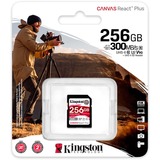 Kingston Canvas React Plus 256 GB SD UHS-II Clase 10, Tarjeta de memoria negro, 256 GB, SD, Clase 10, UHS-II, 300 MB/s, 260 MB/s