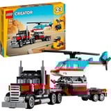 LEGO Camión Plataforma con Helicóptero, Juegos de construcción Juego de construcción, 7 año(s), Plástico, 270 pieza(s), 383 g