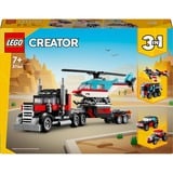 LEGO Camión Plataforma con Helicóptero, Juegos de construcción Juego de construcción, 7 año(s), Plástico, 270 pieza(s), 383 g