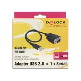 DeLOCK 62958 tarjeta y adaptador de interfaz De serie negro, USB tipo A, De serie, RS-232, Negro, 0,45 m, FTDI FT232RL