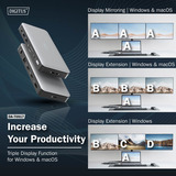 Digitus Estación de acoplamiento USB-C de 11 puertos gris/Negro