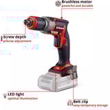 EINHELL Atornillador profesional para placas de yeso a batería TP-DY 18 Li BL - Solo, 18 Voltios, Destornillador rojo/Negro