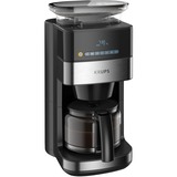 Krups Aroma Partner KM832810 cafetera eléctrica Totalmente automática Cafetera de filtro 1,25 L negro/Acero fino cepillado, Cafetera de filtro, 1,25 L, Granos de café, De café molido, Molinillo integrado, 1000 W, Negro