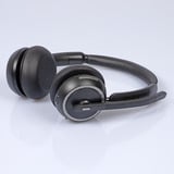 Lindy L118 Auricular de oficina inalámbrico con estación de carga, Auriculares con micrófono negro