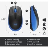 Logitech M190 ratón Ambidextro RF inalámbrico Óptico 1000 DPI negro/Azul, Ambidextro, Óptico, RF inalámbrico, 1000 DPI, Azul