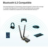 TP-Link Archer TX20E Interno WLAN / Bluetooth 1800 Mbit/s, Adaptador Wi-Fi Interno, Inalámbrico, PCI Express, WLAN / Bluetooth, 1800 Mbit/s, Negro