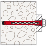 fischer Taco de vástago largo HybridPower 10x90 T K, Pasador rojo/Gris