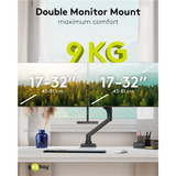 goobay Soporte doble para monitor Office, Soporte de monitor negro