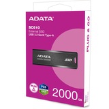 ADATA SC610 2 TB USB tipo A 3.2 Gen 2 (3.1 Gen 2) Negro, Unidad de estado sólido negro, 2 TB, USB tipo A, 3.2 Gen 2 (3.1 Gen 2), 550 MB/s, 10 Gbit/s, Negro