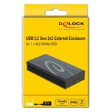 DeLOCK 42000 caja para disco duro externo Negro M.2, Caja de unidades negro, M.2, M.2, Conexión USB, Negro