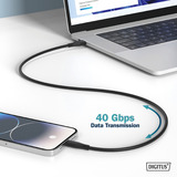 Digitus Cable de conexión de silicona USB4 Gen 3x2 USB-C > USB-C negro