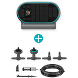 GARDENA Sistema de riego solar AquaBloom L Set, Control del riego gris/Turquesa