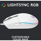 Logitech G203 Lightsync ratón USB tipo A 8000 DPI, Ratones para gaming blanco, USB tipo A, 8000 DPI, 1 ms, Blanco