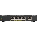 Netgear GS305Pv2 No administrado Gigabit Ethernet (10/100/1000) Energía sobre Ethernet (PoE) Negro, Interruptor/Conmutador negro, No administrado, Gigabit Ethernet (10/100/1000), Bidireccional completo (Full duplex), Energía sobre Ethernet (PoE), Montaje de pared